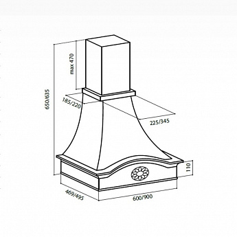 картинка Кухонная вытяжка Lex MILANO 900 IVORY 