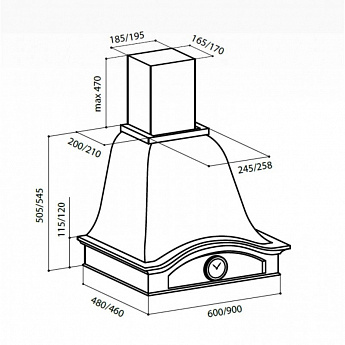 картинка Кухонная вытяжка Lex PALERMO 600 IVORY 