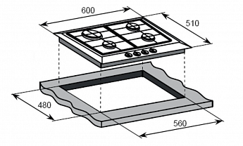 картинка Газовая варочная панель Weissgauff HG 641 WFh 