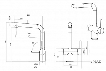 картинка Смеситель Emar Pvd ЕС - 7026 PVD COPPERY 