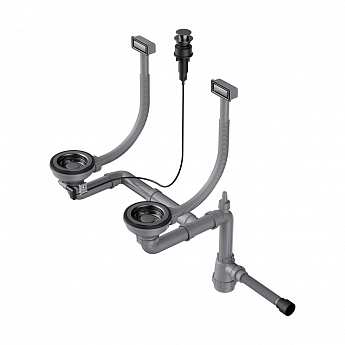 картинка Арматура с клапаном-автоматом для двухчашевых моек с круглыми переливами WK-2-A 