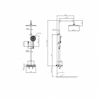 картинка Душевая система Oulin OL-HT-2605  картинка Душевая система Oulin OL-HT-2605