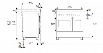 картинка Комбинированная кухонная плита Bertazzoni HER96L2ENET чёрный  картинка Комбинированная кухонная плита Bertazzoni HER96L2ENET чёрный