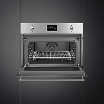 картинка Электрический духовой шкаф с функцией СВЧ Smeg SO4302M1X  картинка Электрический духовой шкаф с функцией СВЧ Smeg SO4302M1X