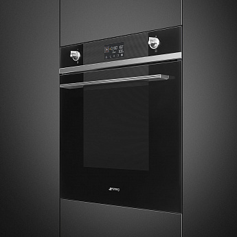 картинка Электрический духовой шкаф с СВЧ Smeg SO6102M2N  картинка Электрический духовой шкаф с СВЧ Smeg SO6102M2N