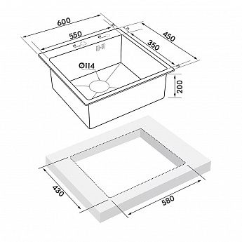 картинка Комплект мойка и смеситель Gerda 6045 S+SM.Satin 