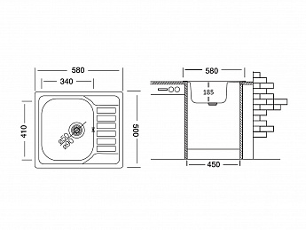 картинка Мойка Ukinox GRP580.500 -GT6K -O сатин 