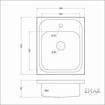 картинка Мойка для кухни Emar ЕМ-5060  картинка Мойка для кухни Emar ЕМ-5060