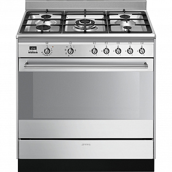 картинка Комбинированная кухонная плита Smeg SUK91MFX9  картинка Комбинированная кухонная плита Smeg SUK91MFX9