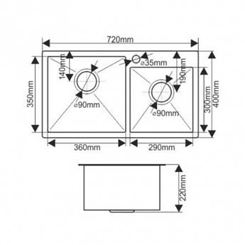 картинка Мойка для кухни Melana S7240H PROFLINE сатин  картинка Мойка для кухни Melana S7240H PROFLINE сатин
