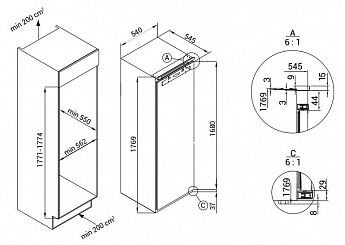картинка Встраиваемый холодильник Hiberg RFB-30 W 
