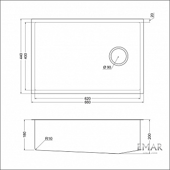 картинка Кухонная мойка Emar EMB-660(UN) PVD Golden 