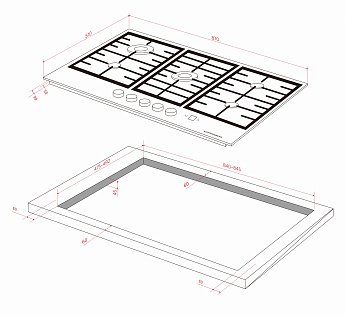 картинка Газовая варочная панель Kuppersberg FG 98 B 