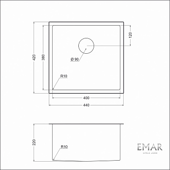 картинка Мойка для кухни Emar EMB-131 PVD Nano Coppery 