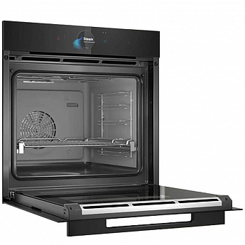 картинка Электрический духовой шкаф с функцией пароварки Bosch HSG958DB1S черный 