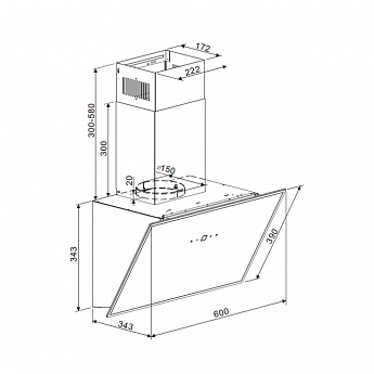 картинка Кухонная вытяжка Maunfeld EAGLE 850 60 GLASS BLACK 