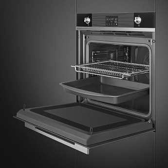 картинка Электрический духовой шкаф с СВЧ Smeg SO6102M2N  картинка Электрический духовой шкаф с СВЧ Smeg SO6102M2N