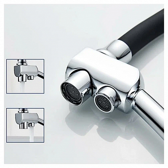 картинка Смеситель Ledeme L4855-2 хром/черный шланг  картинка Смеситель Ledeme L4855-2 хром/черный шланг