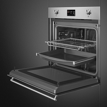 картинка Электрический духовой шкаф с СВЧ Smeg SO6302M2X  картинка Электрический духовой шкаф с СВЧ Smeg SO6302M2X