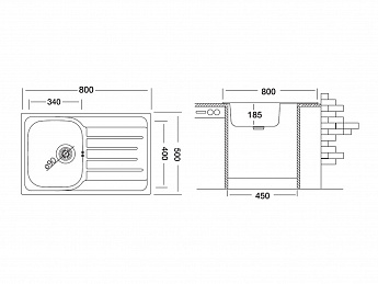 картинка Мойка Ukinox GRP800.500 -GT8K 1R  картинка Мойка Ukinox GRP800.500 -GT8K 1R