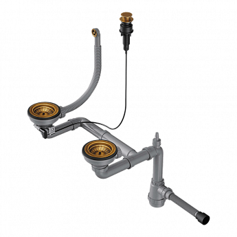 картинка Арматура с клапаном-автоматом для полуторачашевых моек с круглым переливом WK-1.5-CL-R-A 