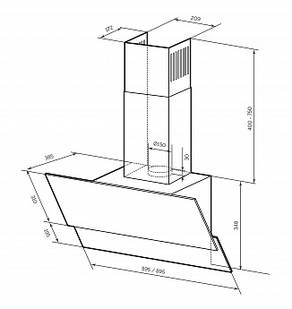 картинка Кухонная вытяжка Lex ARIA 600 BLACK 