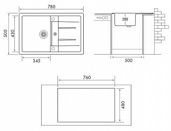 картинка Мойка Longran CLASSIC CLS 780.500 