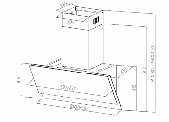 картинка Кухонная вытяжка наклонная Midea MH60AN995GB черная 