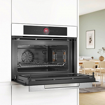 картинка Электрический духовой шкаф с функцией СВЧ Bosch CMG7241W1 белый  картинка Электрический духовой шкаф с функцией СВЧ Bosch CMG7241W1 белый