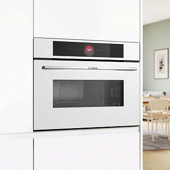 картинка Электрический духовой шкаф с функцией СВЧ Bosch CMG7241W1 белый  картинка Электрический духовой шкаф с функцией СВЧ Bosch CMG7241W1 белый