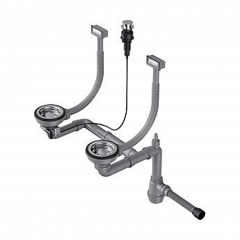 картинка Арматура с клапаном-автоматом для двухчашевых моек с круглыми переливами WK-2-A 