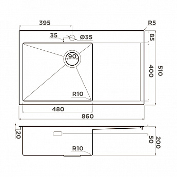 картинка Мойка Omoikiri AKISAME 86-GB-L SIDE  картинка Мойка Omoikiri AKISAME 86-GB-L SIDE
