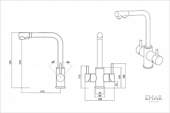 картинка Смеситель Oulin OL-8021 Matt Gold 
