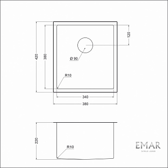 картинка Мойка для кухни Emar EMB-130 PVD Nano Satine 