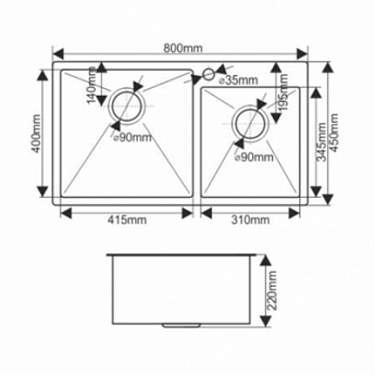 картинка Мойка для кухни Melana S8045HG PROFLINE золото  картинка Мойка для кухни Melana S8045HG PROFLINE золото