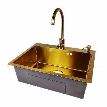 картинка Комплект Emar PVD GOLDEN (мойка, смеситель, дозатор)  