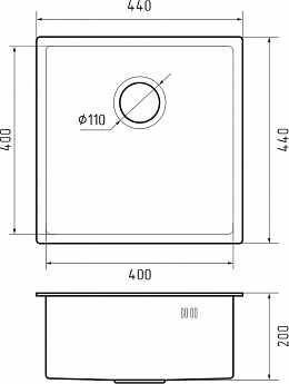 картинка Мойка для кухни Rivelato Rinox 4444 UN  картинка Мойка для кухни Rivelato Rinox 4444 UN