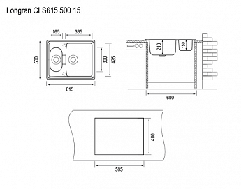 картинка Мойка Longran CLASSIC CLS 615.500 15 