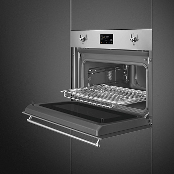картинка Электрический духовой шкаф с функцией СВЧ Smeg SO4302M1X  картинка Электрический духовой шкаф с функцией СВЧ Smeg SO4302M1X