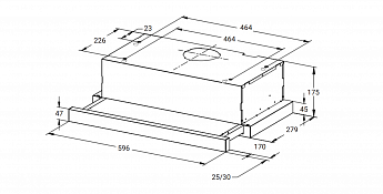 картинка Кухонная вытяжка встраиваемая Weissgauff TEL 600 TC BL 