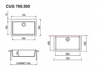 картинка Мойка Longran CUBE CUG 760.500  картинка Мойка Longran CUBE CUG 760.500