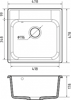 картинка Мойка для кухни Granfest-Quarz GF-Z48 песочный 