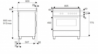 картинка Комбинированная кухонная плита Bertazzoni PRO95I1EART оранжевая 