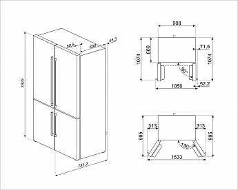 картинка Отдельностоящий холодильник Smeg FQ60XDE 