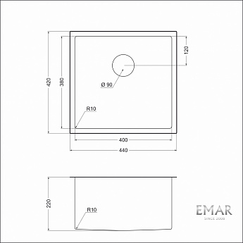 картинка Мойка для кухни Emar EMB-131 PVD Nano Dark  картинка Мойка для кухни Emar EMB-131 PVD Nano Dark