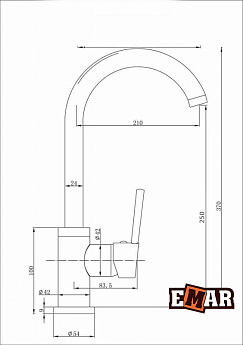 картинка Смеситель Emar ECB-3020 PVD DARK высокий излив  картинка Смеситель Emar ECB-3020 PVD DARK высокий излив