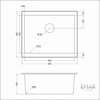 картинка Мойка для кухни Emar EMQ-1555.P 