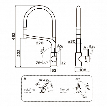 картинка Смеситель Omoikiri SINTO 2 PLUS белый излив/хром 
