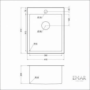 картинка Мойка для кухни Emar EMB-128A PVD Nano Satine 