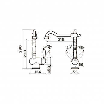 картинка Смеситель Omoikiri KYOTO-AB латунь 